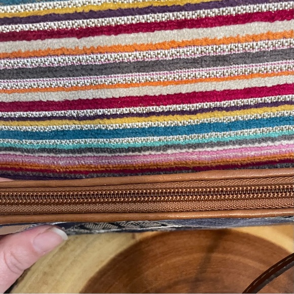 Vintage Coach Signature Y2K Denim Patchwork and Brown Leather Wristlet NWOT - Picture 10 of 11